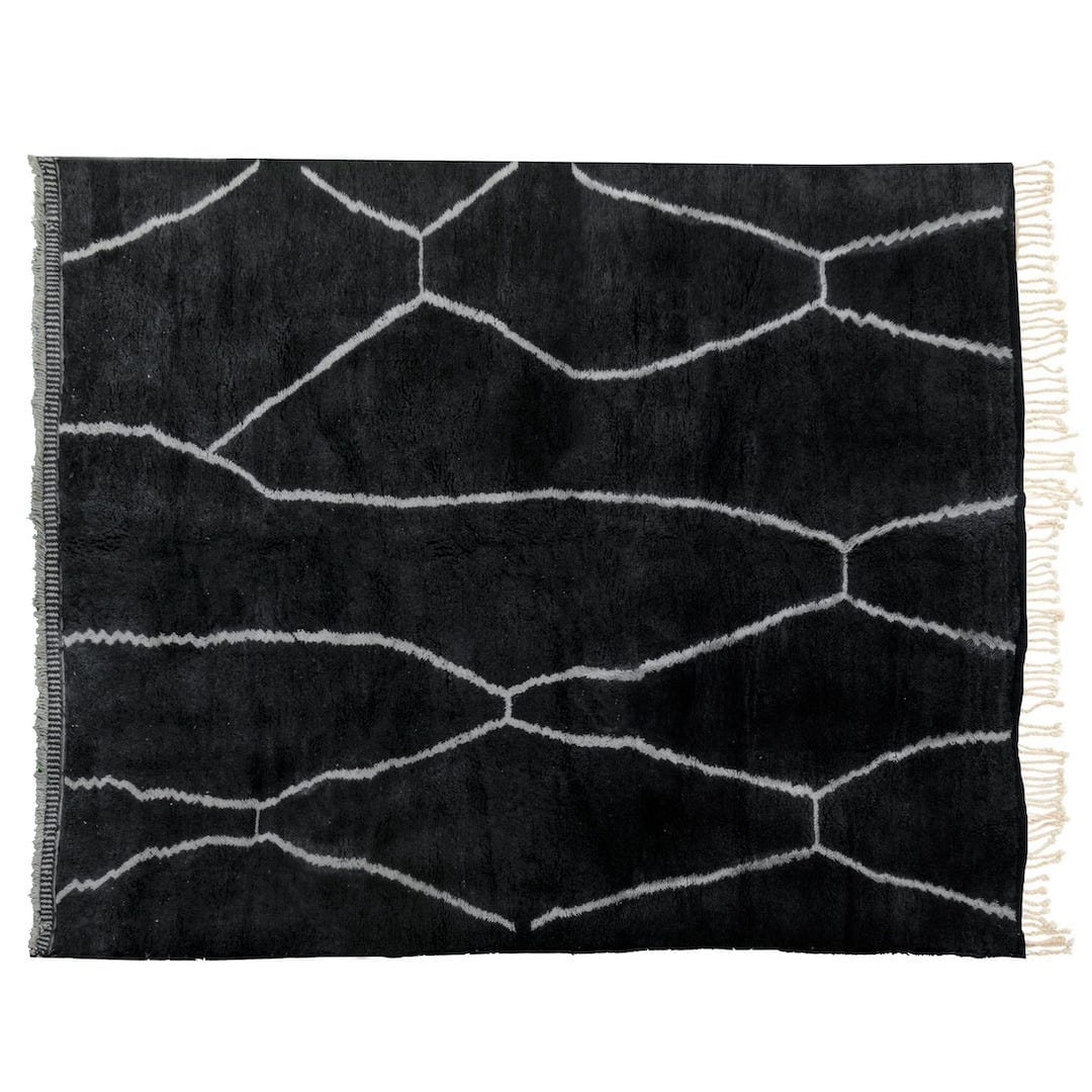 Black & White Abstract Lines Moroccan Rug