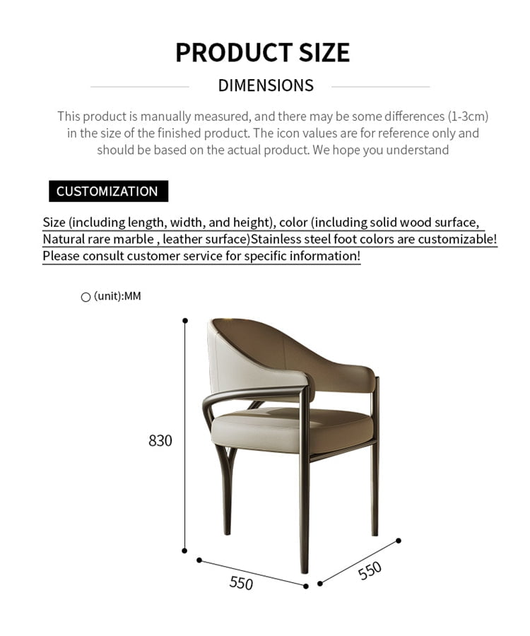 Modern Leather Dining Chair w/ Armrests