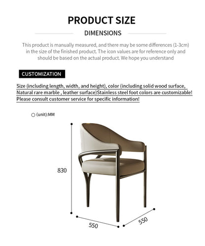 Modern Leather Dining Chair w/ Armrests