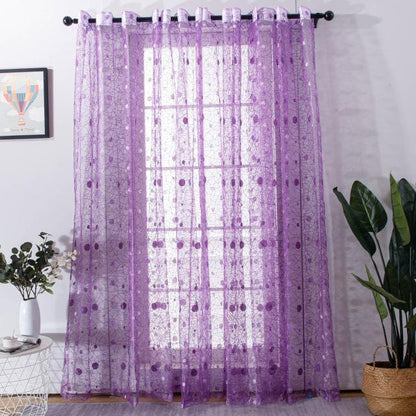 Bird's Nest Purple Sheer Curtain