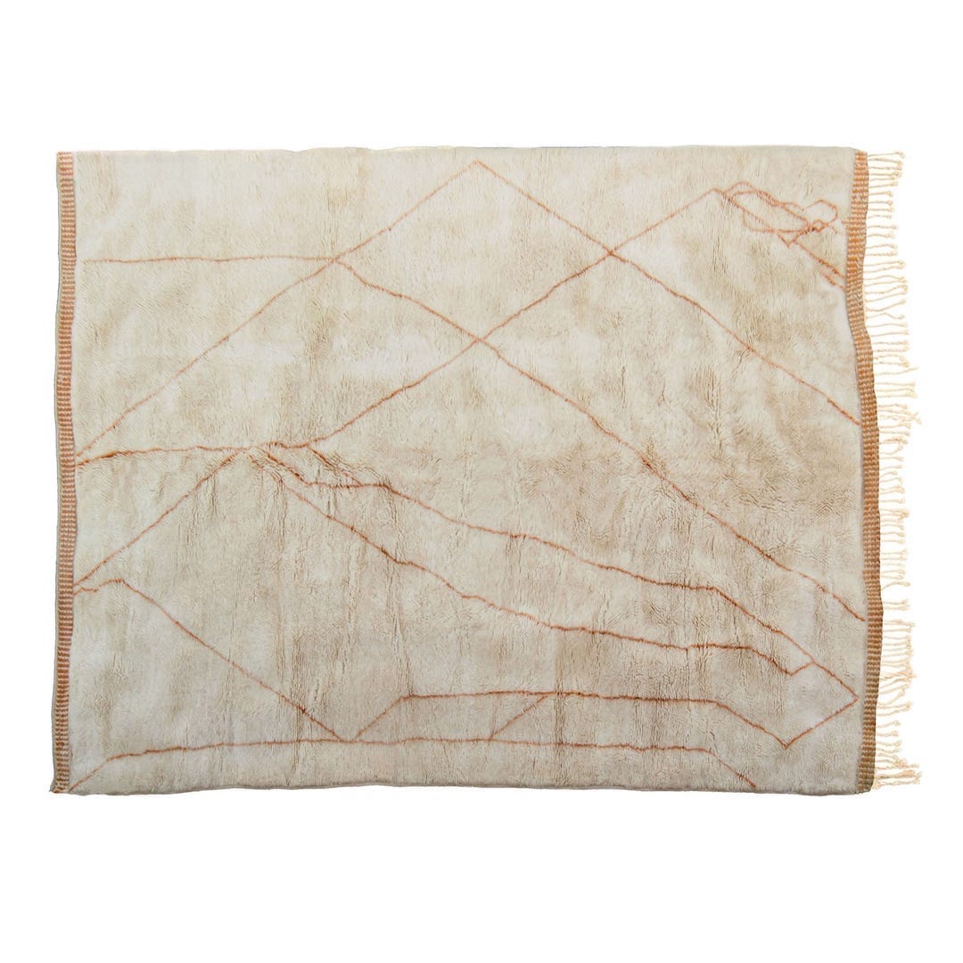 Beige Abstract Lines Moroccan Rug