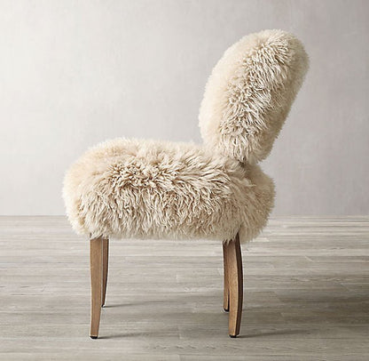 Sheepskin Wooden Dining Chair