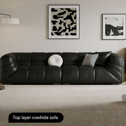 Black Comfy Italian Leather Sofa