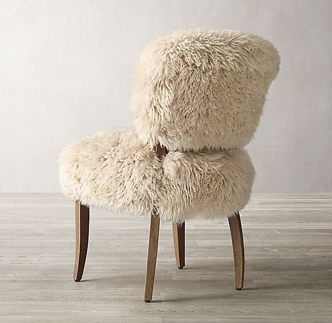 Sheepskin Wooden Dining Chair