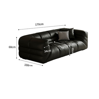 Black Comfy Italian Leather Sofa