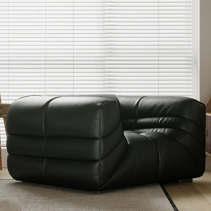 Black Comfy Italian Leather Sofa