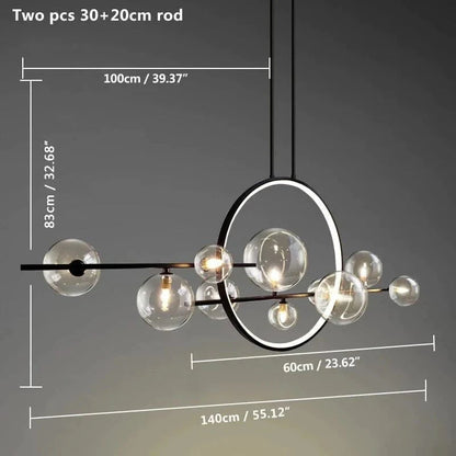 Bubble Glass Linear Chandelier