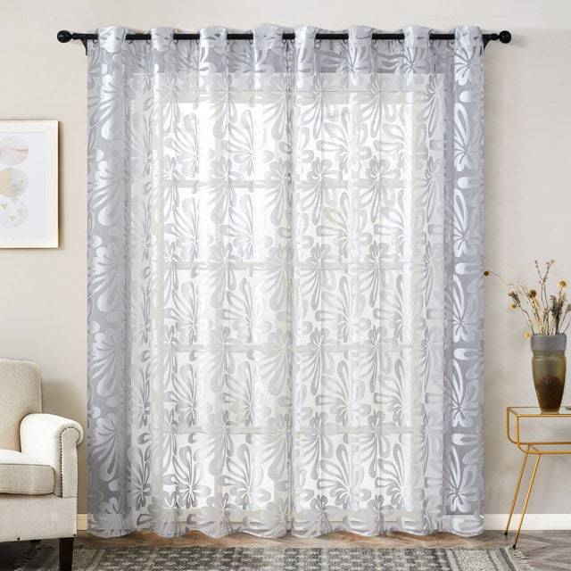 Splash Ring Light Grey Sheer Curtain