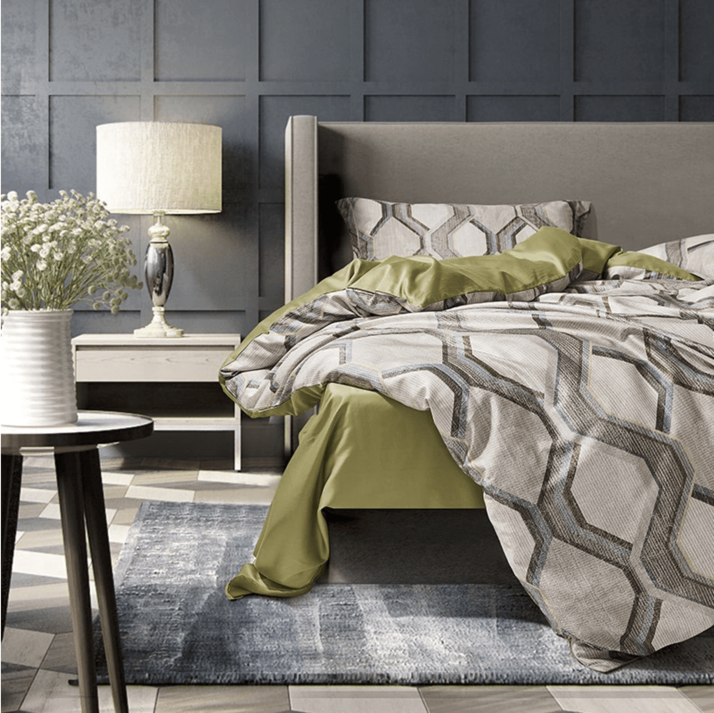 Geometric Waves Duvet Cover Set (Egyptian Cotton)