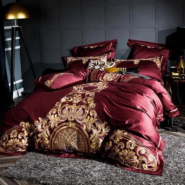 Golden Fier Red And Gold Duvet Cover Set (Egyptian Cotton)