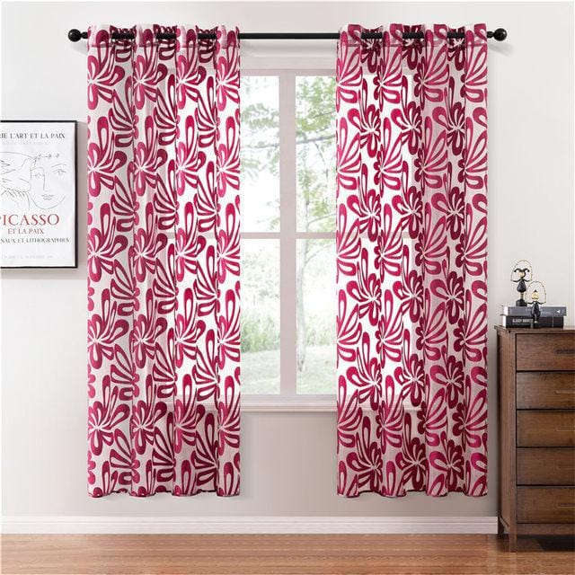 Splash Ring Wine Red Sheer Curtain