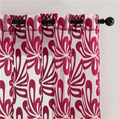 Splash Ring Wine Red Sheer Curtain