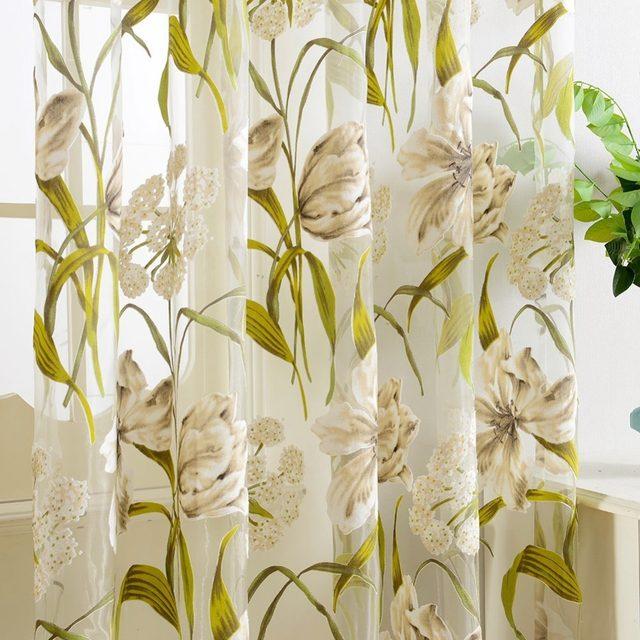 Tropical Flower Sheer Curtain