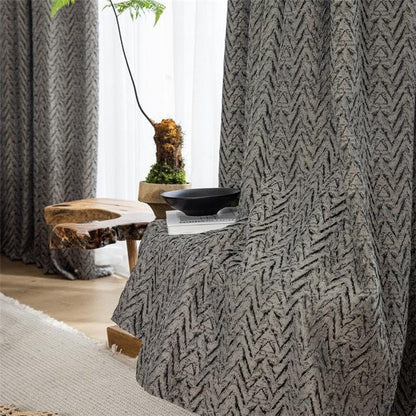 Heavy Arrow Pleat Gray Drapes