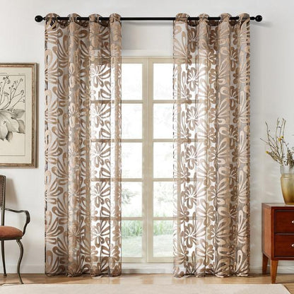 Splash Ring Brown Sheer Curtain