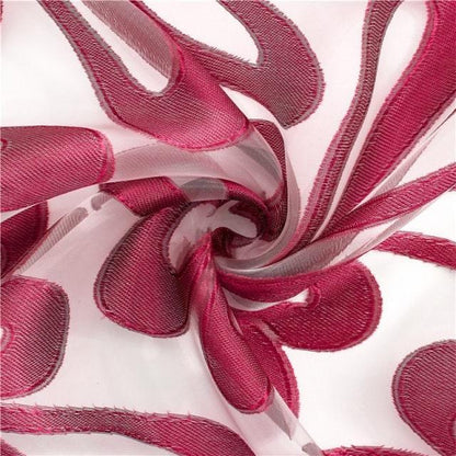 Splash Ring Wine Red Sheer Curtain