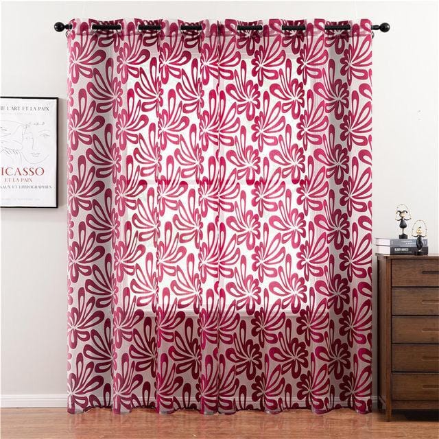 Splash Ring Wine Red Sheer Curtain