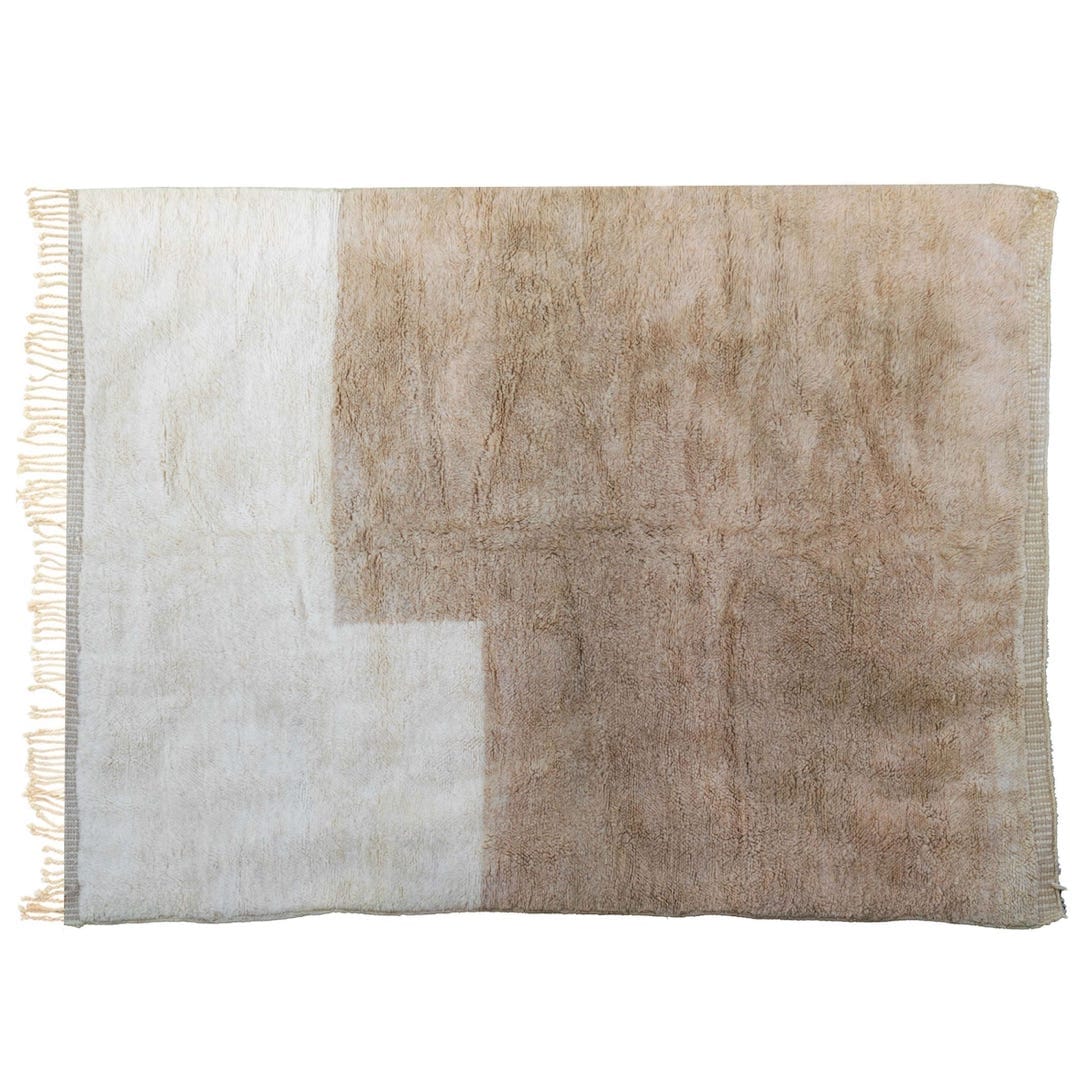 Two Tone (White and Beige) Moroccan Rug