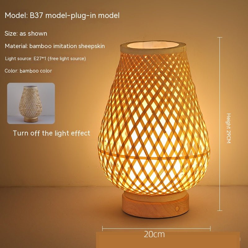 Japanese Style Retro Bamboo Bedside Table Lamp