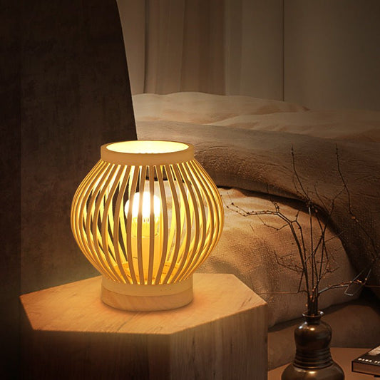 Japanese Style Retro Bamboo Bedside Table Lamp