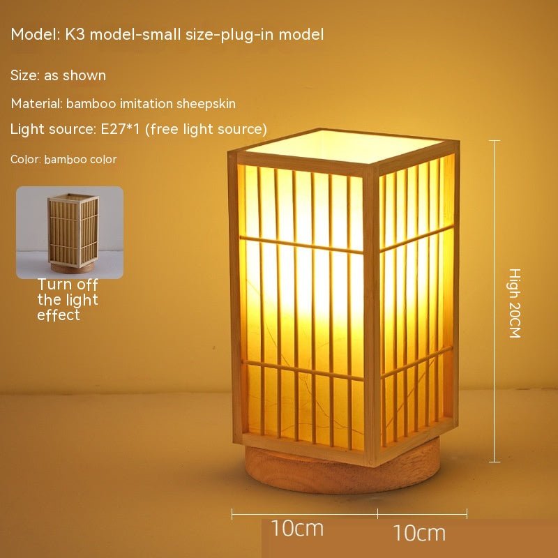 Japanese Style Retro Bamboo Bedside Table Lamp