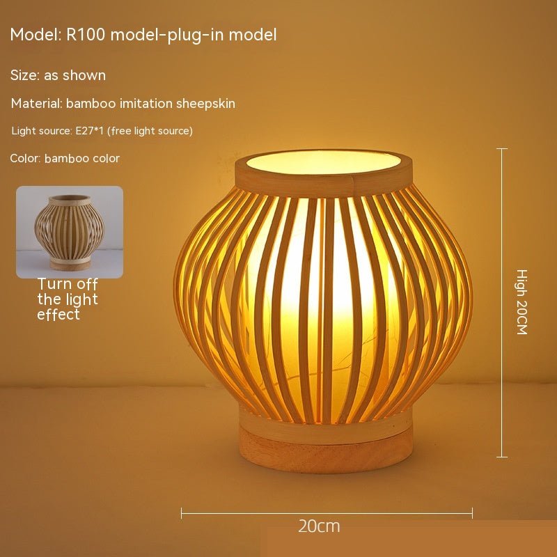 Japanese Style Retro Bamboo Bedside Table Lamp