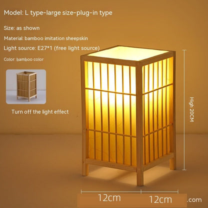 Japanese Style Retro Bamboo Bedside Table Lamp