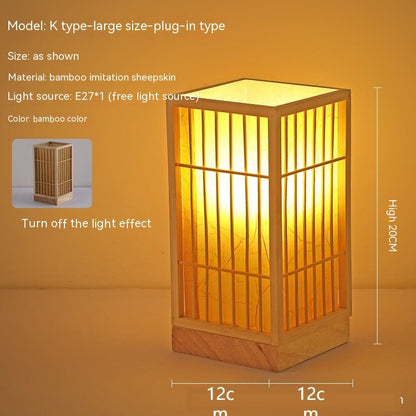 Japanese Style Retro Bamboo Bedside Table Lamp