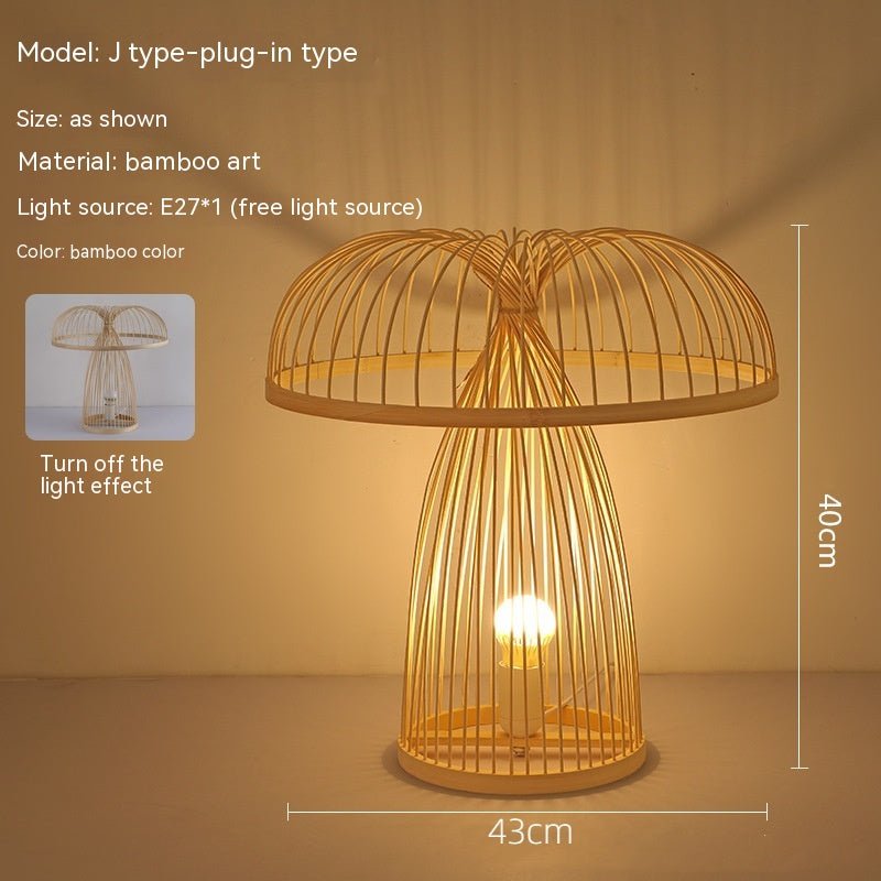 Japanese Style Retro Bamboo Bedside Table Lamp