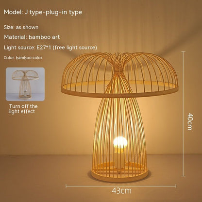 Japanese Style Retro Bamboo Bedside Table Lamp