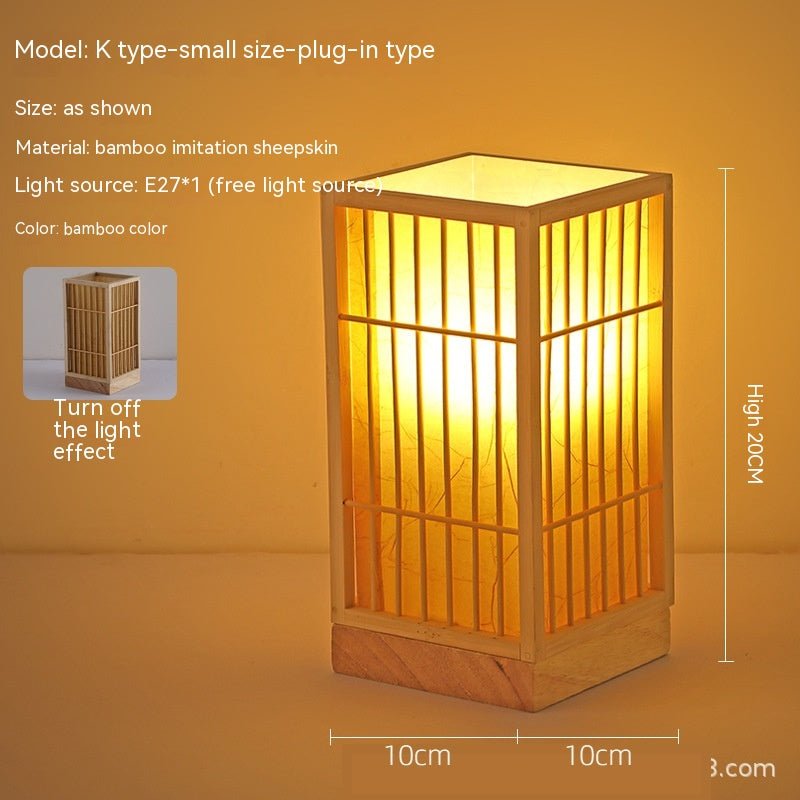 Japanese Style Retro Bamboo Bedside Table Lamp