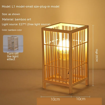 Japanese Style Retro Bamboo Bedside Table Lamp