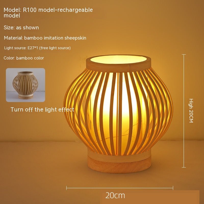 Japanese Style Retro Bamboo Bedside Table Lamp