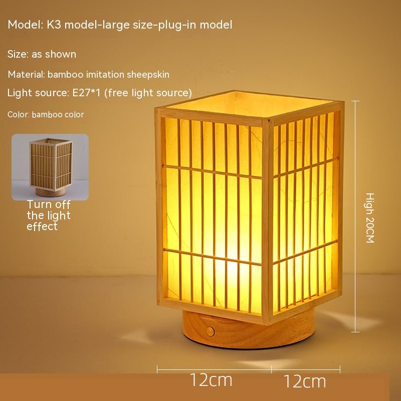 Japanese Style Retro Bamboo Bedside Table Lamp