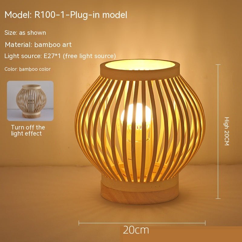 Japanese Style Retro Bamboo Bedside Table Lamp