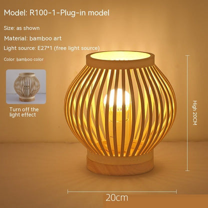 Japanese Style Retro Bamboo Bedside Table Lamp