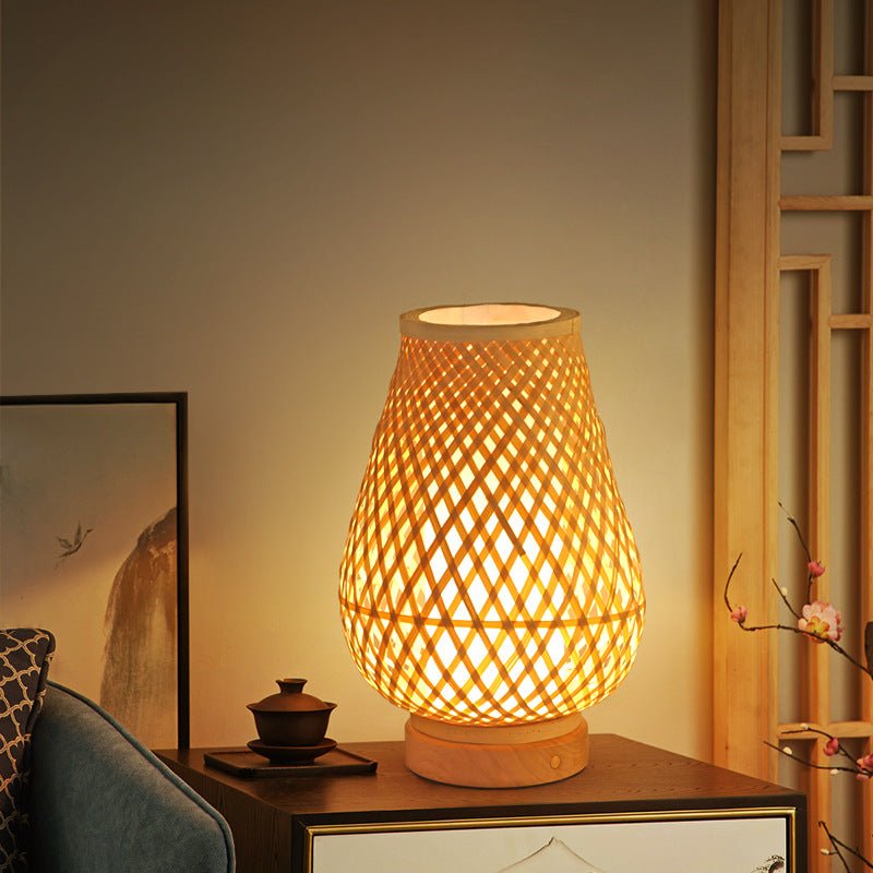 Japanese Style Retro Bamboo Bedside Table Lamp