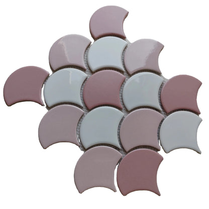 Multi Pink Fan Shaped Mosaic Tile