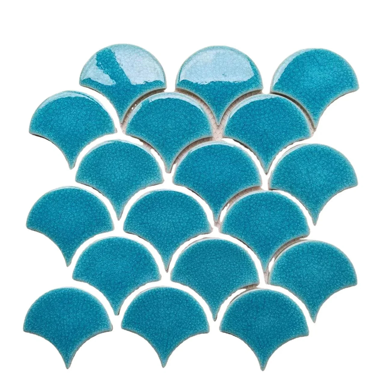 Turquoise Fan Shaped Mosaic Tile