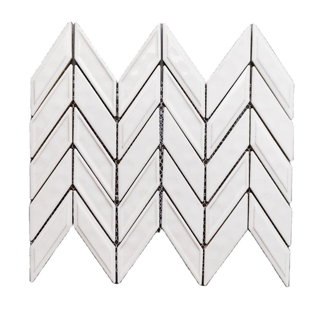 Bone White Herringbone Mosaic Tile