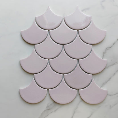 Pink Salmon Fan Shaped Mosaic Tile