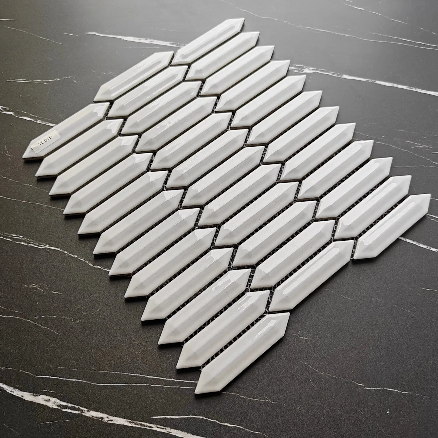 White 3D Arrow Shape Mosaic Tile