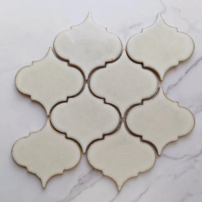 Beige White Lantern Pattern Mosaic Tile