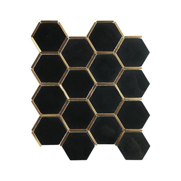 Glory Black Hexagon Mosaic Tiles