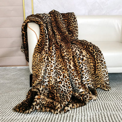 Fine Leopard Faux-Fur Blanket Throw