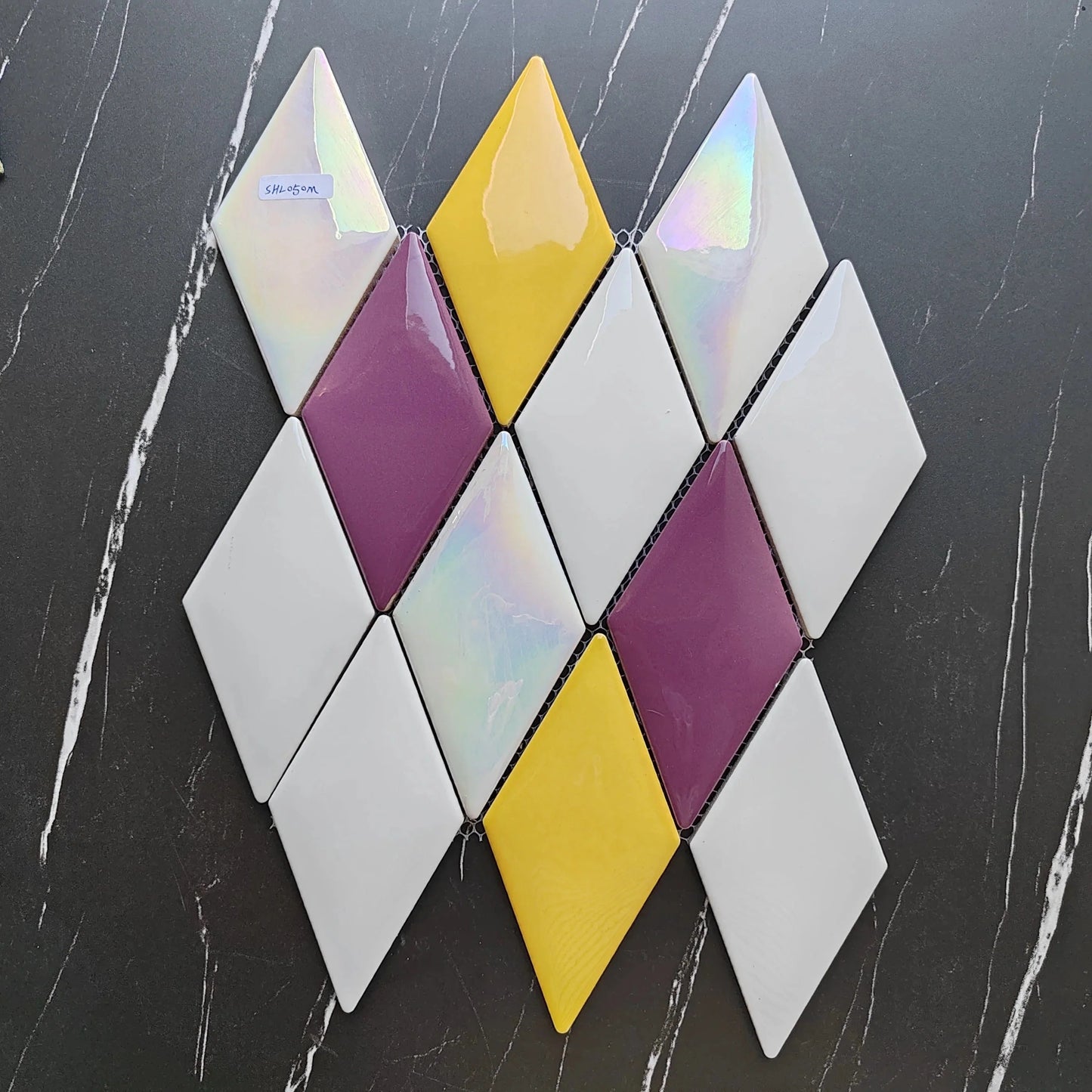 Yellow Purple Rhombus Mosaic Tile