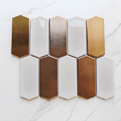 Ice Beige Gold Hexagon Mosaic Tile