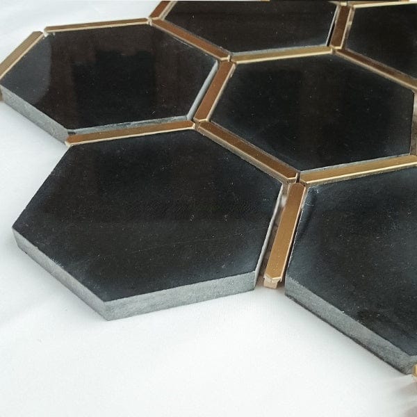 Glory Black Hexagon Mosaic Tiles