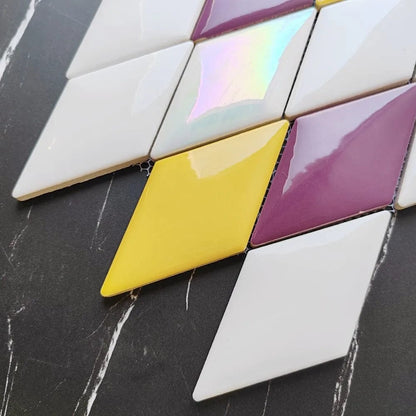 Yellow Purple Rhombus Mosaic Tile