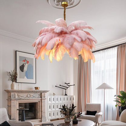 Ostrich Feather Pendant Chandelier